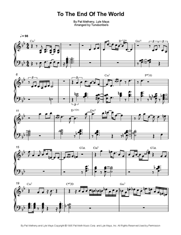 To The End Of The World | Tunescribers